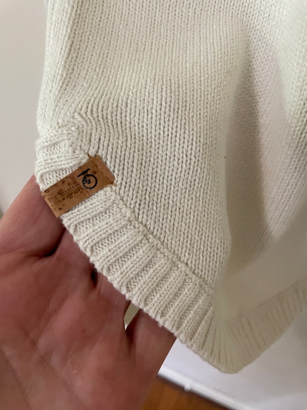 tentree Cream Open-Knit Yoke Crewneck Sweater 100% organic cotton NWT - Picture 6 of 12